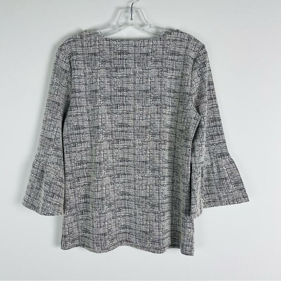 Talbots cream black stretchy knit bell sleeve preppy office top small - Picture 8 of 8